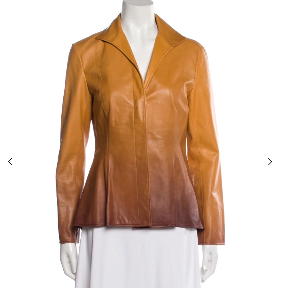 Lafayette 148 Brown Camel Ombre Leather Jacket